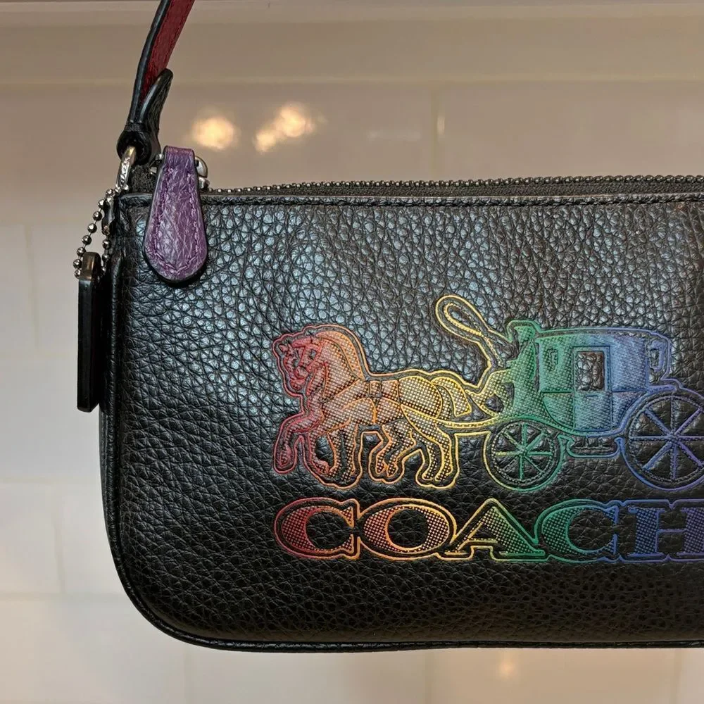 Coach Bag Mini Purse Handbag Leather Nolita 19 Horse & Carriage Rainbow Pebbled - Picture 3 of 15